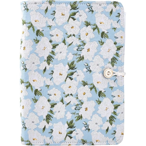 1 Set Cloth Binder Notebooks with Transparent PVC 6-hole Loose-leaf Invoice Pocket Flower 232x160x25mm