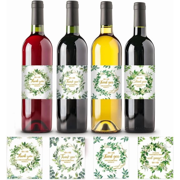 1 Set Coated Paper Adhesive Sticker Wine Bottle Adhesive Label Rectangle Garland 85x102mm 40pcs/set for Handmade