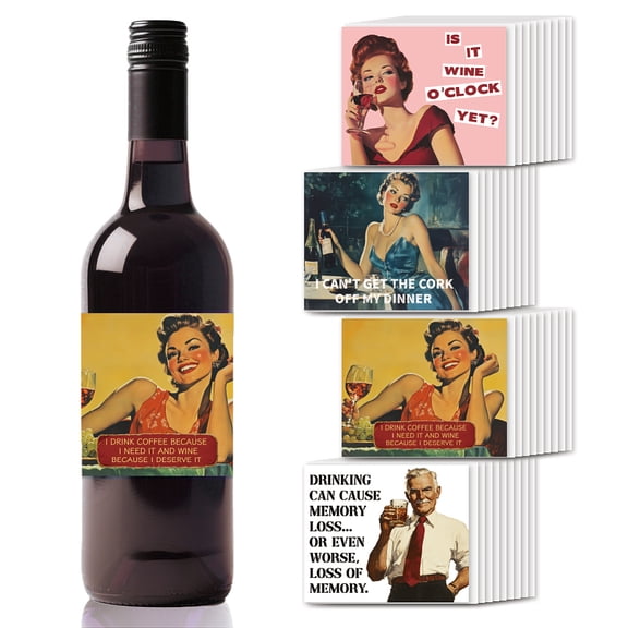 1 Set Coated Paper Adhesive Sticker Wine Bottle Adhesive Label Rectangle Human 85x102mm 40pcs/set