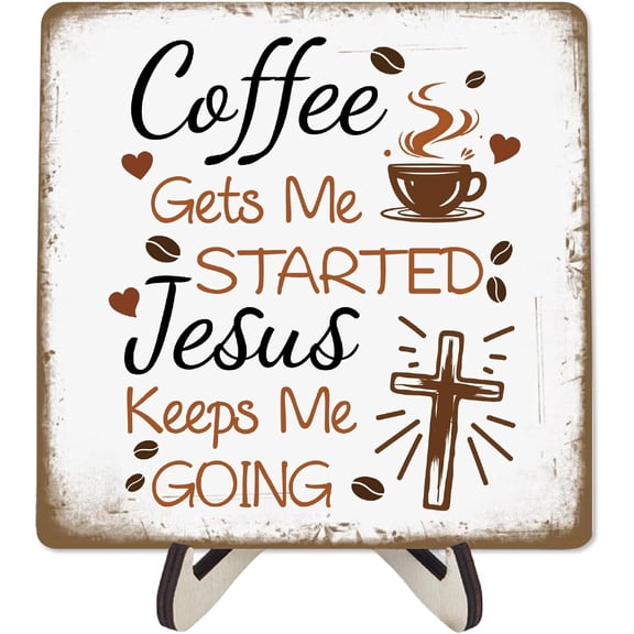 1 Set Coffee Bar Wood Display Easels Square White 15x15cm