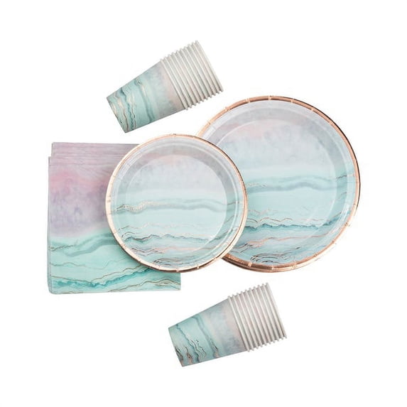 1 Set, Colorful Marble Tableware Kit