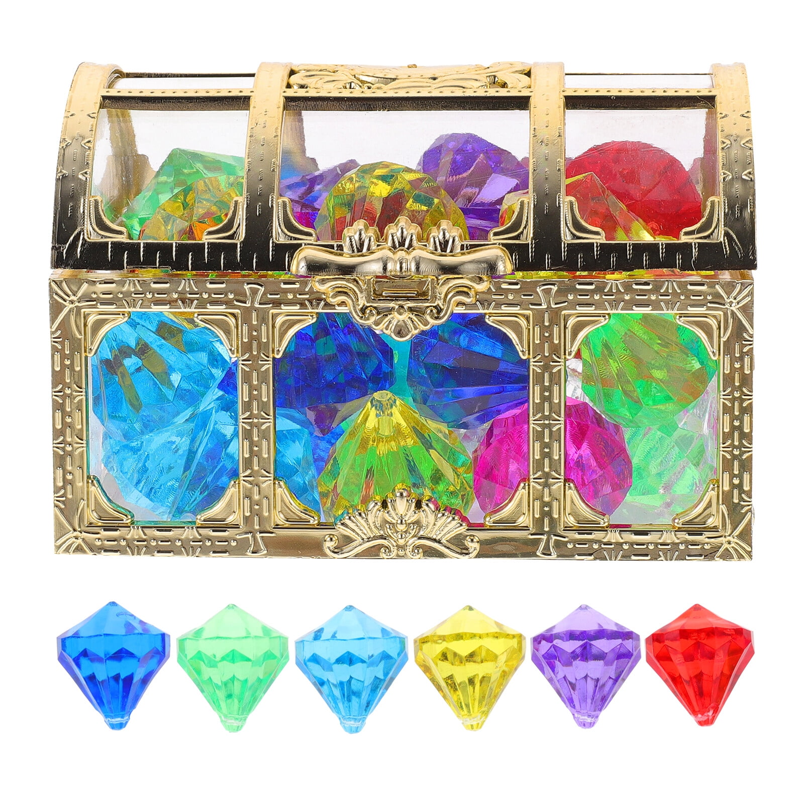 1 Set Colorful Plastic Diamonds Gems Fake Gem Jewels Acrylic Diamond Gems  for Crafts with Box