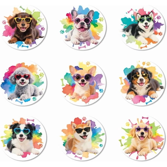 1 Set Composite Wood Board Cup Mats Set Printed Coasters Dog 100x5mm 1pc/style 9 style 9pcs/set creative