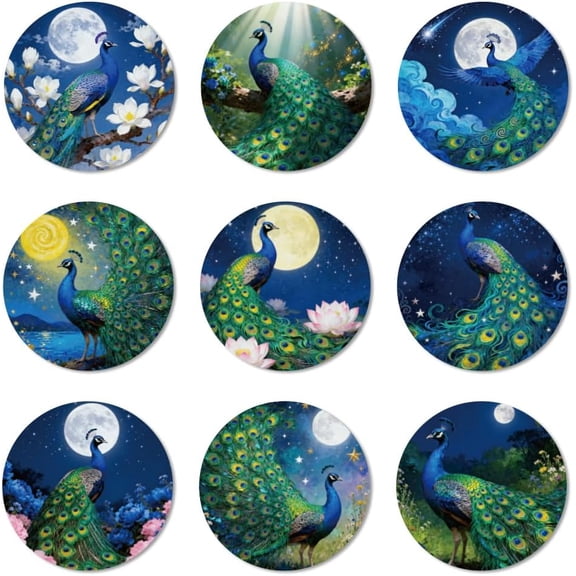 1 Set Composite Wood Board Cup Mats Set Printed Coasters Peacock 100x5mm 1pc/style 9 style 9pcs/set