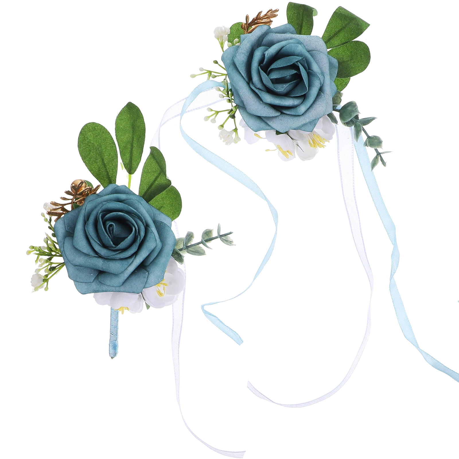 Raindrops Elegant Corsage and Boutonniere Set Plastic Sky-Blue Weddings 1 Set