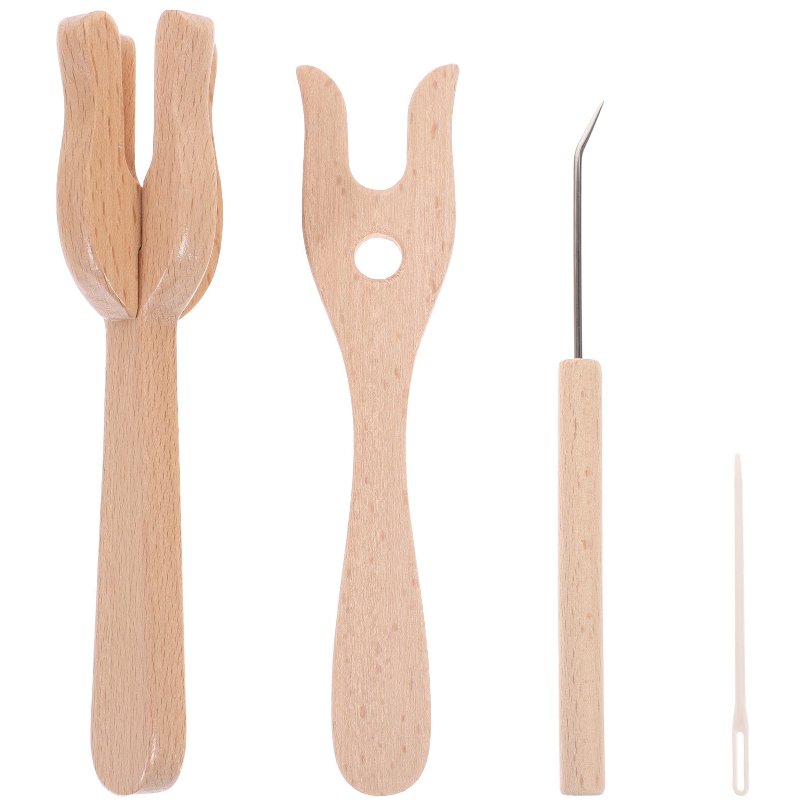 1 Set Craft Crochet Needles Knitting Fork Wooden Bend Needle Plastic Sewing Pin for Weaving