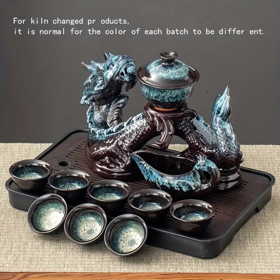 1 Set, Creative Lazy Tea Set, Semi-automatic Dragon Teapot, Magnetic Rotating Water-conducting Tea Set, Chinese Kung Fu Tea Set