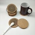 thumbnail image 1 of 1 Set Cup Coaster Flower Pattern High Temperature Resistance Wood Table Coffee Tea Coaster Home Decor, 1 of 8