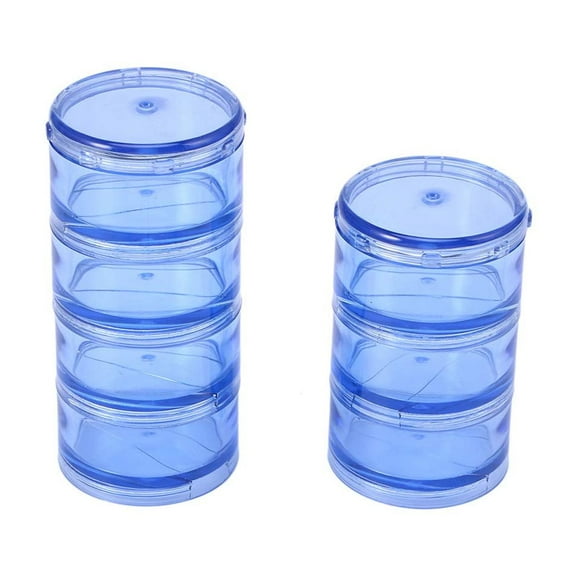 1 Set Cylinder Stackable Pill Box Round Weekly Pill Container Case Dispenser for Vitamins Supplements and Medication (Blue)