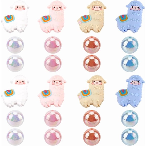1 Set DIY Beadable Pen Beads Making Findings Kits Including Alpaca Silicone Beads Round Opaque Acrylic Beads Mixed Color 16~31x16~28x9~15mm Hole: 2.8~3mm