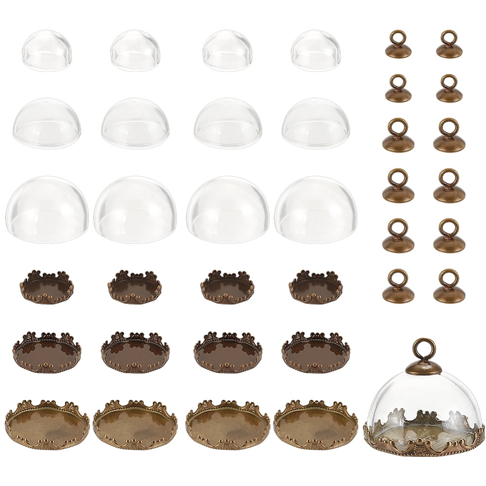 1 Set DIY Brass & Glass Pendant Making Kits Mixed Color 6.6~11.5x8 ...