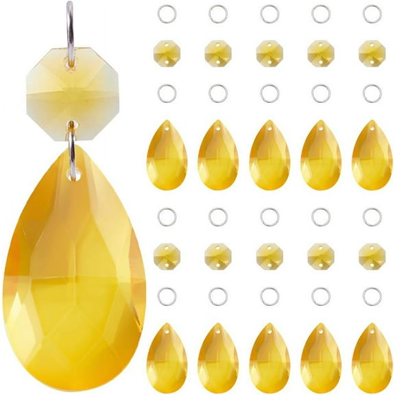 1 Set DIY Cone Suncatcher Making Kits Including Glass Pendants & Links 304 Stainless Steel Jump Rings Goldenrod 38x22x12mm Hole: 1.8mm 12pcs