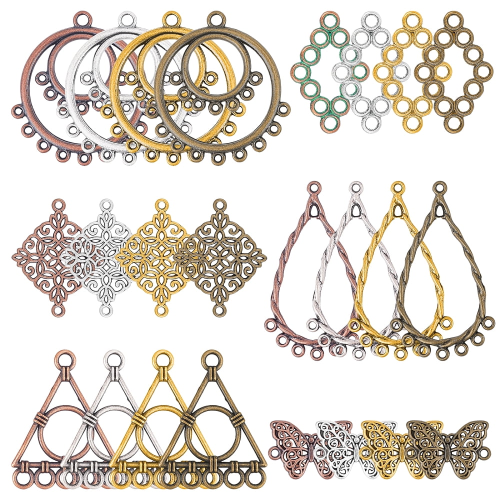 1 Set DIY Earring Kits Alloy Pendants and Links Mixed Color 37x35x1.5mm Hole: 1.2mm