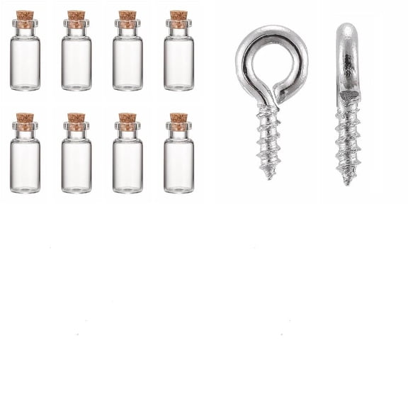 1 Set DIY Glass Wishing Bottle Pendant Making Kits Clear 35x16mm Capacity: 4ml(0.14fl. oz)