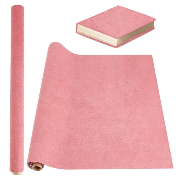 1 Set DIY Imitation Leather Fabric with Paper Back Kraft Cardboard Mailing Tubes and Handmade Soap Wrap Bands Pink 430x1000mm 1 sheet