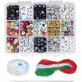 thumbnail image 1 of 1 Set DIY Jewelry Set Making Acrylic Alabet Beads Elastic Crystal Thread Elastic Cord and Stainless Steel Big Eye Beading Needles Mixed Color 140x108x30mm, 1 of 7
