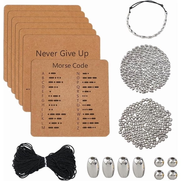 1 Set DIY Morse Code CCB Plastic Beads Bracelets Making Kits Platinum 3x2.5mm Hole: 1.2mm 600pcs