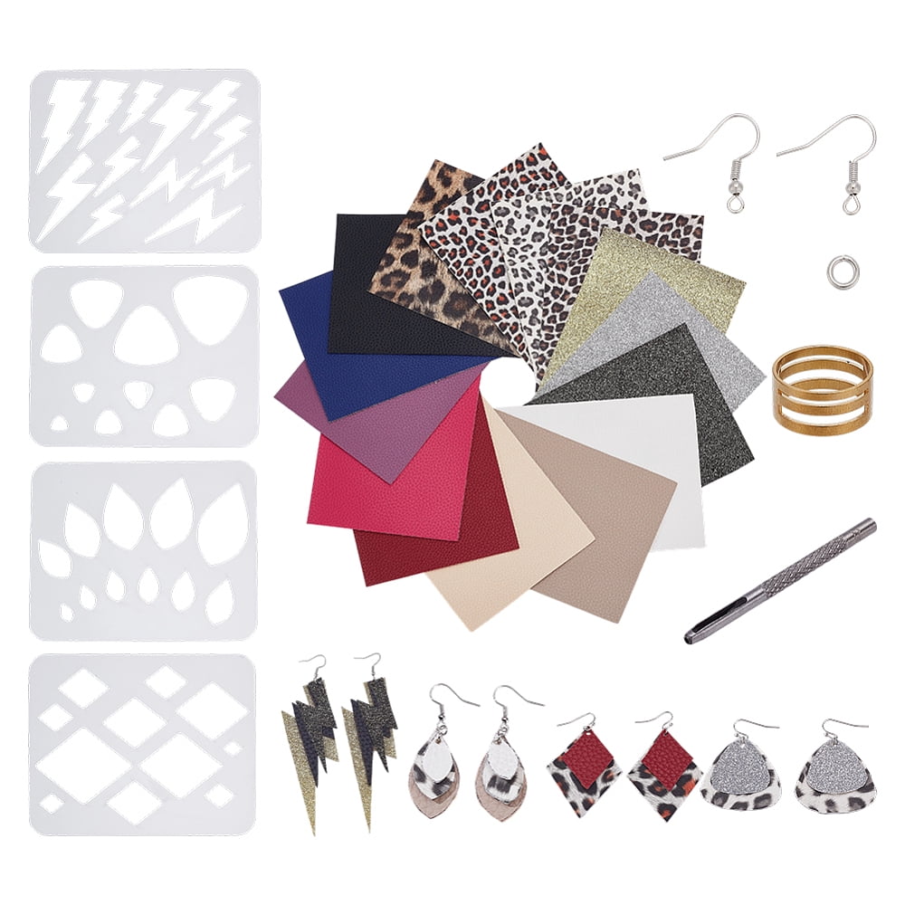 1 Set DIY PVC Leather Earring Making Kit Mixed Color 4~210x4~250x0.8~1mm