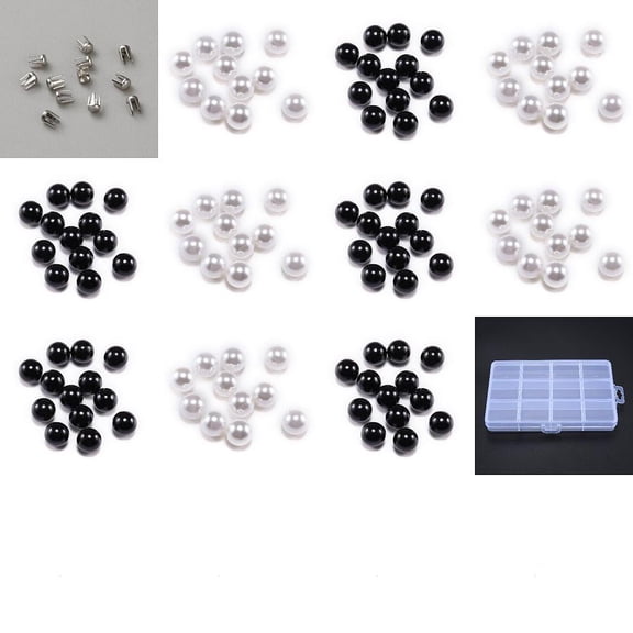 1 Set DIY River Making Kits including Imitation Pearl Plastic Beads Stainless Steel Four Claw Nail Mixed Color 3.3x2.3mm