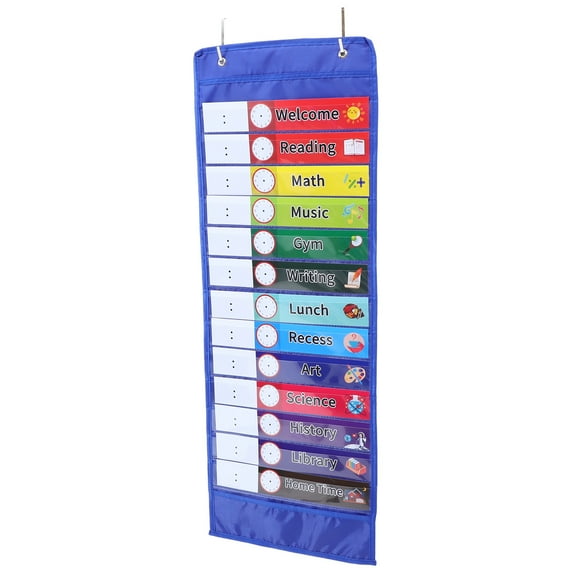 RENACLIPY Sleek Design Calendar Pocket Chart Blue Transparent Oxford Cloth for Home 1Set