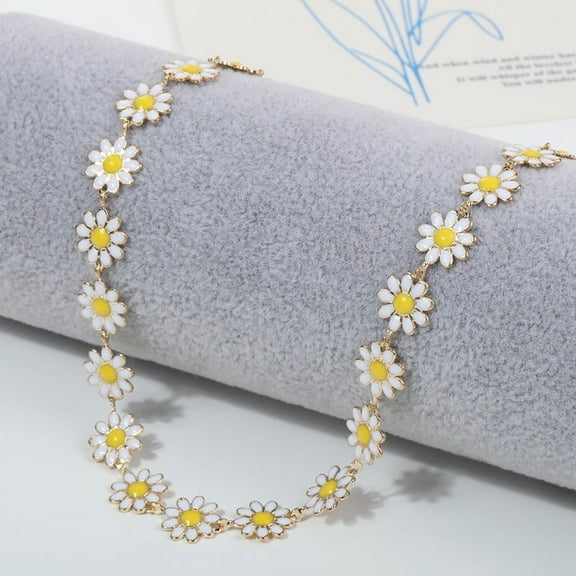 1 Set Daisy Flower Necklace Bracelet and Earring Pendant Women Daisy Jewelries
