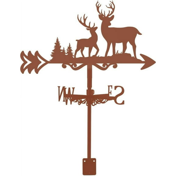 1 Set Deer Weathervane Deer Wildlife Animal Weather Vanes Roof Mount Wind Vane Forest Roof Garden Direction Sign Weathercock Outdoor Farmhouse Decoration Metal Yard Decor