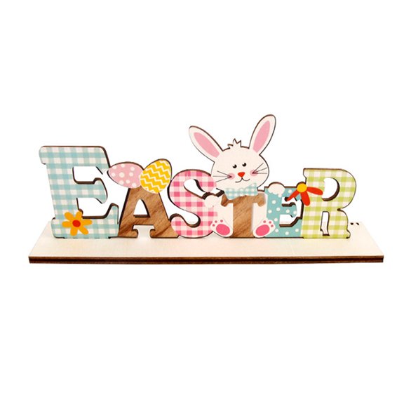 1 Set Delicate Wooden Easter Bunny Egg Ornaments Smooth Surface Vibrant Color Fun Spring Decoration Rustic Ornament