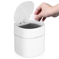 thumbnail image 1 of FONDOTIN Compact White Plastic Desktop Trash Can with Lid for Home Office Kitchen Use, 1 of 6