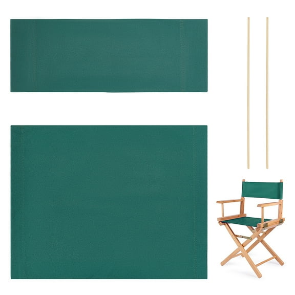 1 Set Director Chair Canvas Replacement Cover Casual Directors Chair Cover Kit Replacement Cover Canvas with Wood Stick Green 53x41cm + 53x19.5cm