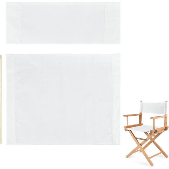 1 Set Director Chair Canvas Replacement with Wood Stick Portable Replacement Cover Canvas for Directors Chair Makeup Chair Seat and Back Replacement for Home Supplies(White) White for diy making