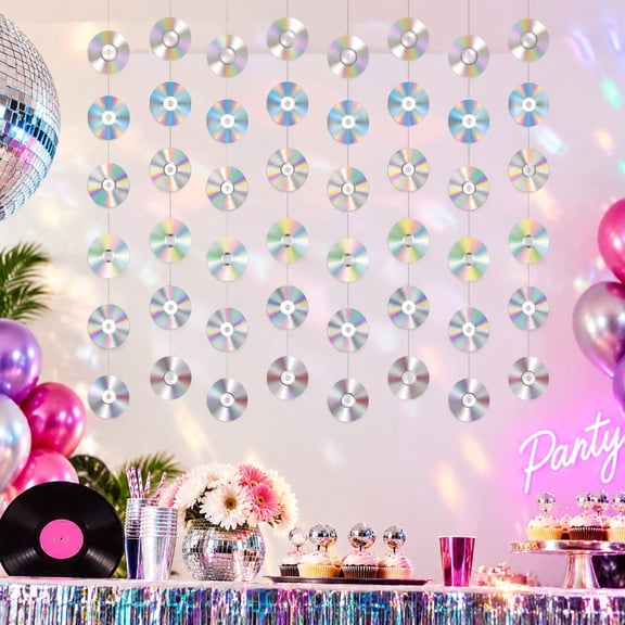 1 Set Disco Retro Record Garland Banner 90s Music Party Wall Decor