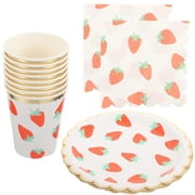 1 Set Disposable Dinnerware Set Paper Plates Napkins Cups for Graduation Birthday Party