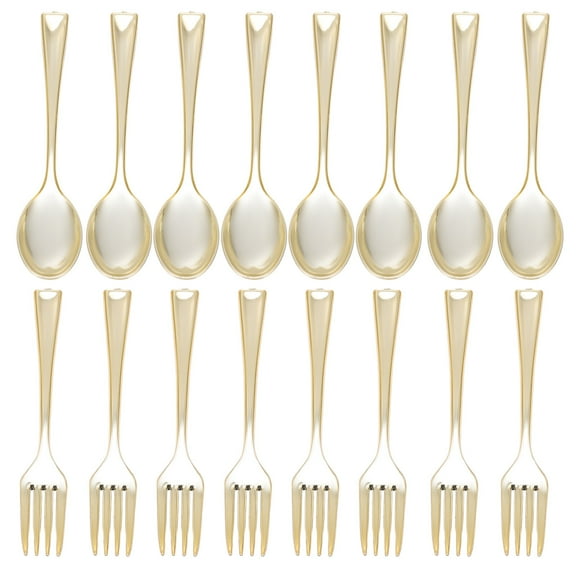 Golden Mini Disposable Spoons Set, One-Piece Molded Design, and Lightweight, Perfect for Parties and Events, 1 Set