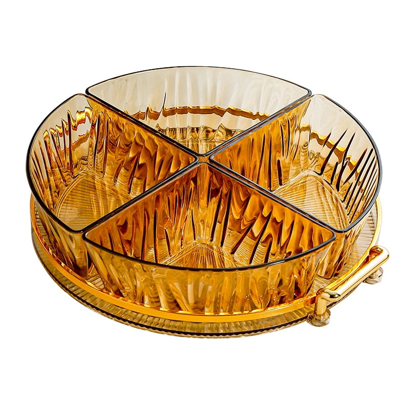 1 Set Divided Serving Tray Sectional Round Plastic Appetizer Serving