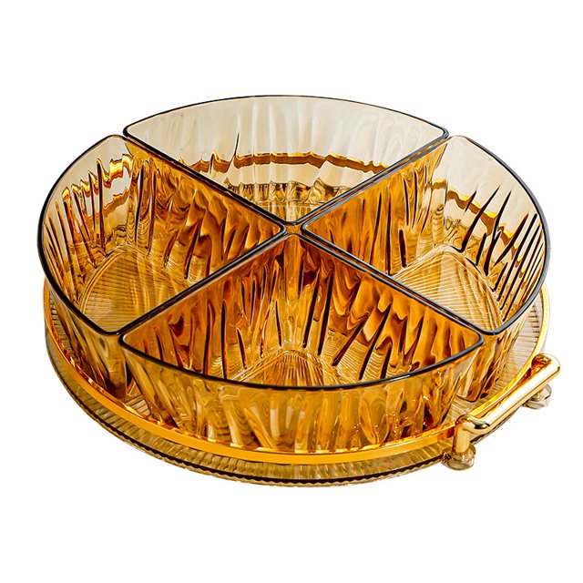 1 Set Divided Serving Tray Sectional Round Plastic Appetizer Serving