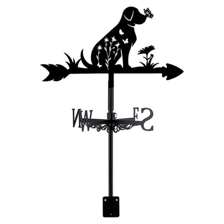 1 Set Dog Weather Vane Dog Flower Butterfly Metal Weathervanes Wind Direction Indicators Black Metal Wind Vanes Signs for Roof Mount Farmhouse Ourdoor Yard Shed Decoration