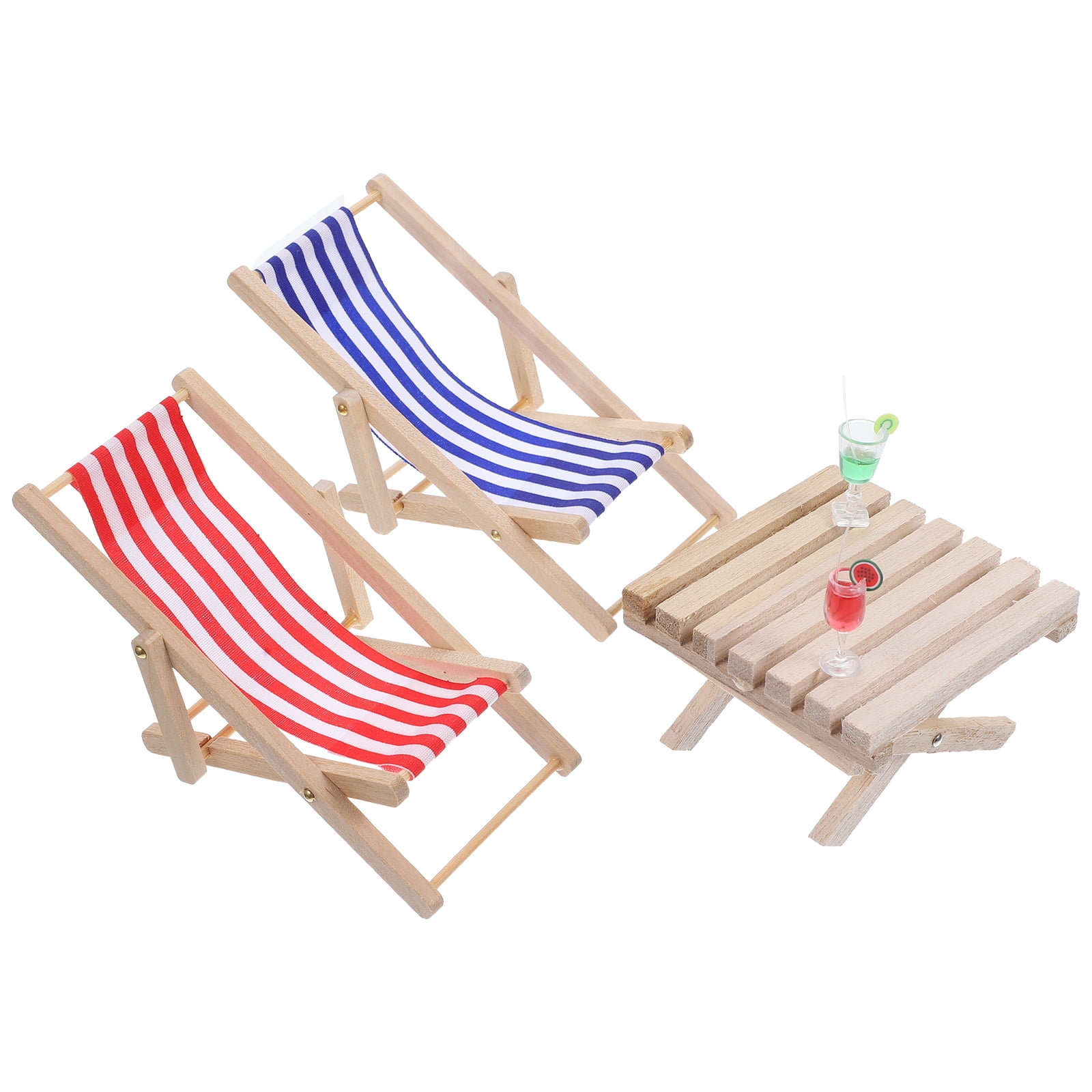 1 Set Dollhouse Miniatures Mini Beach Chairs Cups Desk Tiny House Furniture Mini House