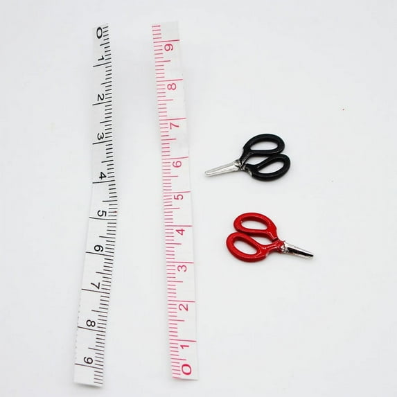 1 Set Dolls House Miniature Scissor Sewing Ruler Model Mini House Sewing Supplies