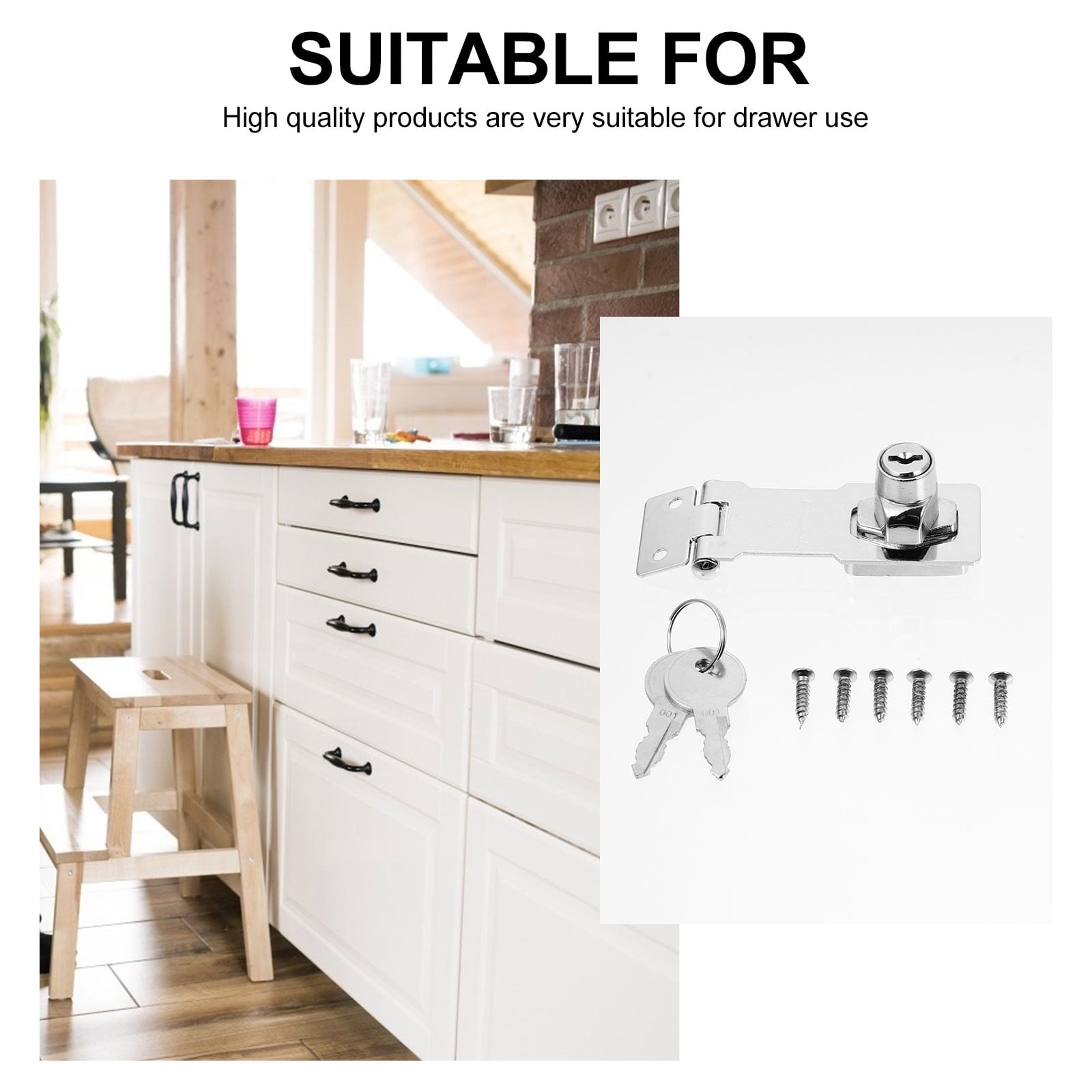 1 Set Door Lock Latch Locks with Keys Hasp Lock Safety Gate
