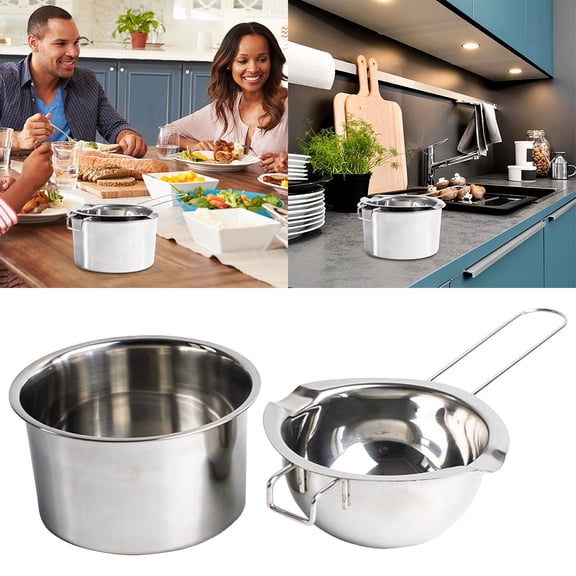 1 Set Double Boiler Pot Stainless Steel Chocolate Pot Chocolate Melting Pot,14 cm8 cm,Gray