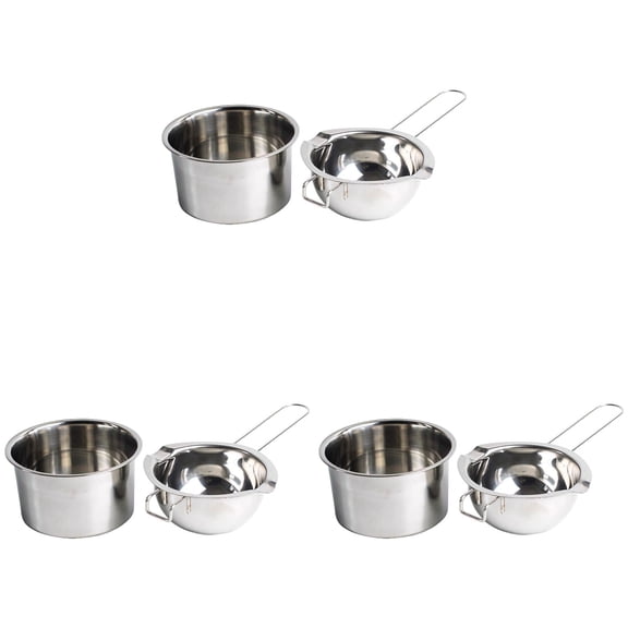1 Set Double Boiler Pot Stainless Steel Chocolate Pot Chocolate Melting Pot 3PCS, 14 cm×8 cm, Blue