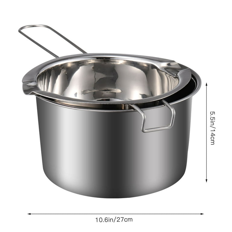Double Boiler Pot 600ml 304 Stainless Steel with Red Heat Resistant Handle