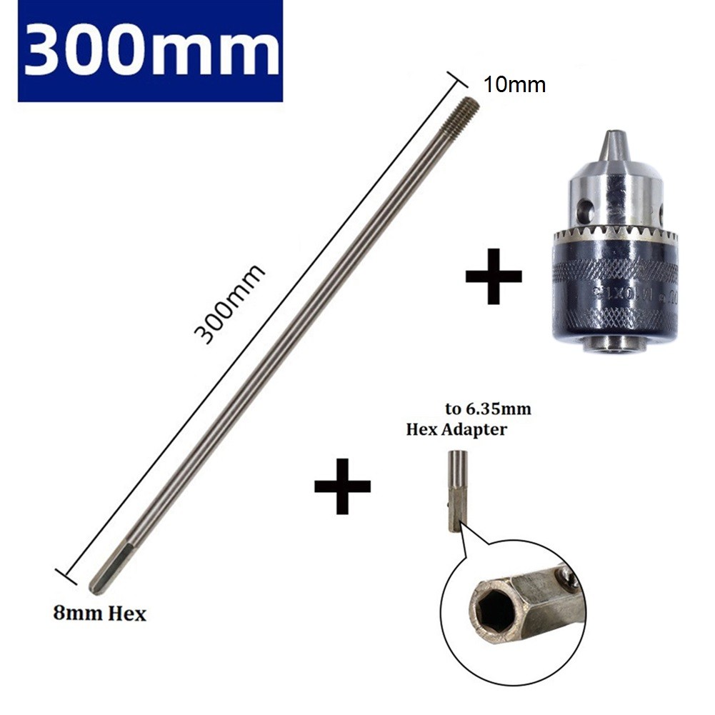 1 Set Drill Extension Connect Rod M10 Chuck Deep Hole Drilling Extension Connect Rod Hex Extention Holder Power Tool 300-600Mm