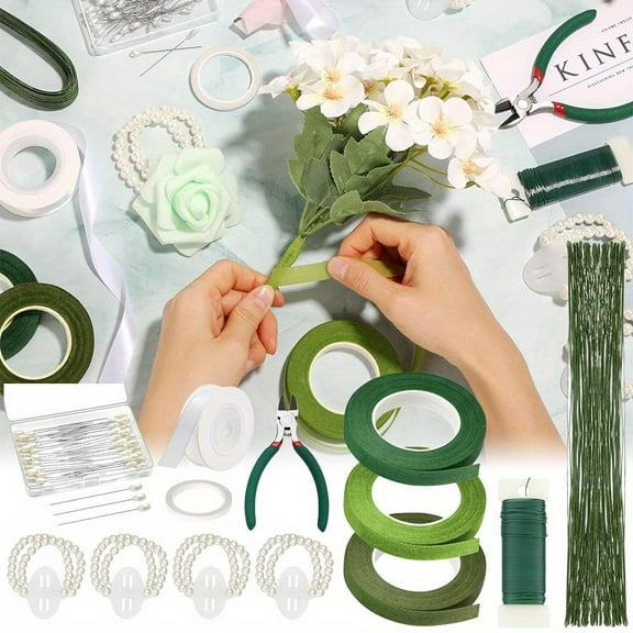 1 Set Durable Flower Wreath Making Tool Set Flower Shop Flower Arrangement Tool Kit with Floral Belt Floral Thread and Floral Scissors, Suitable for Professional Flower Shop Bouquet Packaging