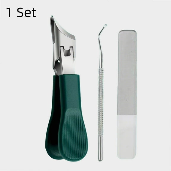 1-Set Eagle Beak Beveled Nail Clipper Kit, Slanted Jaw Anti-Splash Clippers for Thick Toenails Long Handle Wide Jaw Opening Splash-proof Slanted Nail Clipper