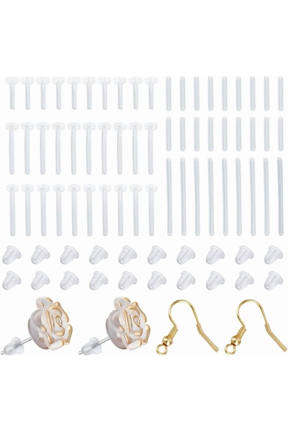 1 Set Ear Nuts Set Clear Ear Cannula Clear 12x3mm Hole: 0.7mm 60pcs