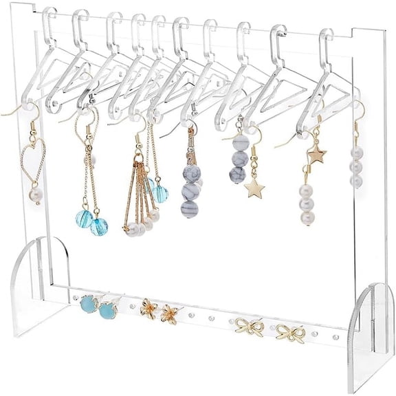 1 Set Earring Display Stands Acrylic Earrings Organizer Ear Stud Holder including 10Pcs Earring Rack Holder Coat Hangers Stand Earring Hanger Rack for Studs Dangly Earrings for DIY