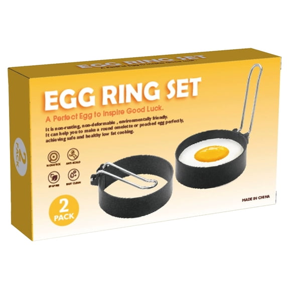 1 Set Egg Rings Set of 2 with Silicone Handle, Small Nonstick Round Ring Mold for Frying Eggs, English Muffins, Breakfast Sandwiches Cooking