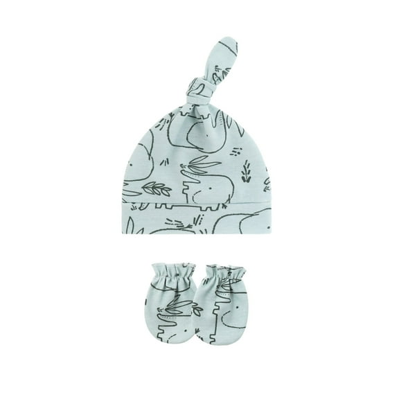 1 Set Elastic Newborns Hand Cover Scratch Resistant Mittens Stylish Baby Gloves with Bonnet Hat for Indoor Outdoor