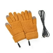 NAIERHG 1 Set Electric Gloves USB Heating Full Finger Winter Thermal Gloves,Yellow
